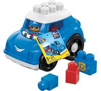 MEGA BLOKS Peter Police Car building set with 1 police car, 1 Block Buddies police officer and 4 big building blocks, toy gift set for ages 1 and up