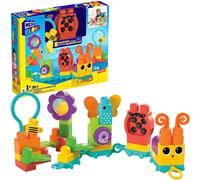 MEGA BLOKS Sensory Toys for Toddlers, Move 'n Groove Caterpillar with Building Blocks and Pull String for Movement for Ages 1-3, HKN44