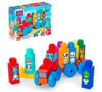 MEGA BLOKS First Builders Toddler Block Toys Set, Build & Match Animal Tractor with 30 Pieces, Learn Animals and Colors, Red and Blue, Ages 1+ Years, JKG33