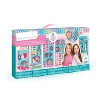 Mega Cosmetic Set for Girls, 6 Collection Kids Makeup Kit with Nail Polish, Scented Lipgloss, Eyeshadow, Nail Stickers, Gems & Hair Clips