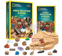 Mega Fossil and Gemstone Dig Kit - Excavate 20 Real Fossils and Gems, Science Kit for Kids, Rock Digging Excavation Kit, Geology Gifts for Boys and