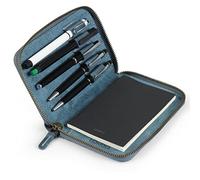 LONDO Genuine Leather Padfolio with Pen Holder Notepad and Zip (Blue)