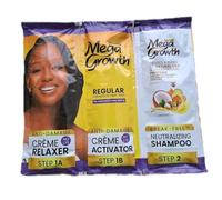 Mega Growth Hair Relaxer Kit, Regular Strength, No-Lye Formula with Natural Oils, Anti-Damage 3-Step System