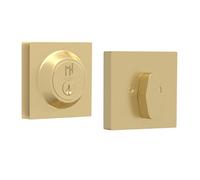 Mega Handles Buena Deadbolt Lock - Heavy Duty Square Locking Deadbolt for Left Or Right-Handed Doors, Dead Bolt Locks for Interior Doors & Exterior, Screws Included - Satin Brass