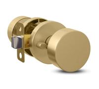 Mega Handles - Buena Privacy Door Knob for Hallway, Closet and Bathroom, Reversible Heavy Duty Design Door Knobs, Fits All Standard Door Sizes, Screws Included - Satin Brass (1 Pack)