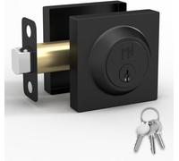Mega Handles Deadbolt Lock - Heavy Duty Square Locking Deadbolt for Left or Right-Handed Doors - Interior/Exterior - Matte Black