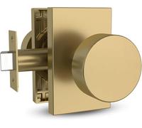 Mega Handles Laura Passage Door Knobs - 1 Pack Reversible Interior Door Knobs, Heavy Duty Passage Gold Door Knob for Closet & Hallway, No Lock, Fits All Standard Door Sizes - Satin Brass