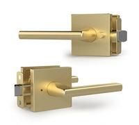 Mega Handles Prime Privacy Lever Door Handle for Hallway, Closet and Bathroom, Keyless Design Door Levers, Fits All Standard Door Sizes, Covered Screws Included - Satin Brass (1 Pack), 4.29"