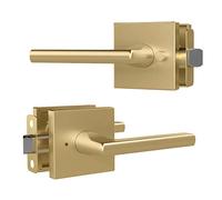 Mega Handles Privacy I Lever Door Handle Set for Hallway, Closet and Bathroom I Reversible Design I Fits All Standard Door Sizes I Screws Included - Satin Brass (1 Pack) with Covered Screws, 5"