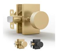 Mega Handles Ribba Privacy Door Handle - 1 Pack Interior Reversible Gold Door Handle, Heavy Duty Bed & Bath Door Handles with Privacy Door Lock, Fits All Standard Doors - Satin Brass