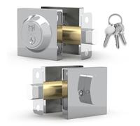 MEGA HANDLES - ROBELL I Entry Deadbolt Lock - Heavy Duty Square Locking Deadbolt for Left or Right-Handed Doors - Interior/Exterior - Polished Chrome