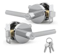 Mega Handles - Ronn Entrance I Entry Lever Door Handle - Heavy Duty Round Locking Lever Set for Left or Right-Handed Doors - Interior/Exterior Door Levers - Polished Chrome