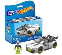MEGA Hot Wheels Building Toy Race Car Playset, Audi R8 LMS GT2 with 73 Pieces, 1 Micro Action Figure Driver, White, Gift Ideas for Kids Age 5+ Years, HKF93