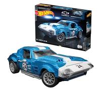 MEGA Hot Wheels Collectible Race Car Building Toy, 63 Corvette Grand Sport with 1060 Pieces and Die-Cast Model, 1:15 Scale Set for Collectors, Blue, HWW23