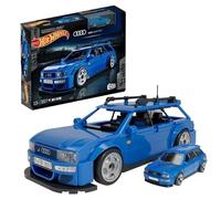 MEGA Hot Wheels Collectible Race Car Building Toy, Audi Avant RS2 with 357 Pieces and Die-Cast Vehicle,1:24 Scale Set for Collectors, Blue, HRY19