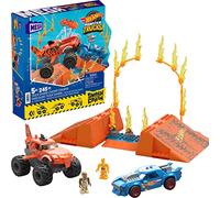 Hot Wheels Monster Trucks Building Toy Car, Smash & Crash Tiger Shark Chomp Course with 245 Pieces, 2 Figures and 1 Ramp, Kids Age 5+ Years, HKF88