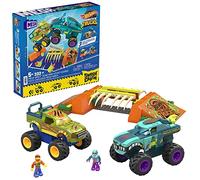 MEGA Hot Wheels Monster Trucks Building Toy, Smash & Crash Mega-Wrex Boneyard Stunt Course with 332 Pieces, 2 Figures and 2 Ramps, Kids Age 5+ Years, HKF89