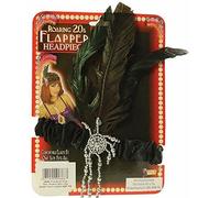 Mega_Jumble 1920's Flapper Charleston Set Accessories Gloves Headband Feather Boa Beads Wig Halloween Fancy Dress party (Black Charleston Headband)