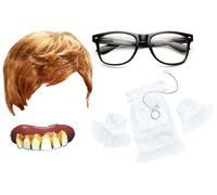 Mega_Jumble Adult 1960's Swinging Austin Power Groovy Gigolo Disguise Instant Kit ~ Brown Wig, Dentures, Glasses & Collar, Cuffs, Medallion 60's Groovy Baby Costume Austin