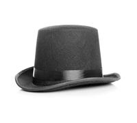 Mega_Jumble Adult Black Velour Top Hat - Classic Victorian Gentleman Steampunk Magician Ringmaster Fancy Dress Costume Accessory for Men - Women Halloween Cosplay Party Headwear (Pack Of 2)