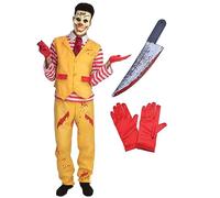 Mega_Jumble Adult Men's Creepy Horror Bloody Dapper Clown Costume for Halloween Killer Circus Clown Sinister Joker Suits Fancy Dress Up (STD)