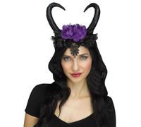 Mega_Jumble Evil Queen Horns Headband Halloween Costume Deluxe Black Evil Witch Horn Cosplay Fancy Dress Headband for Women Girls