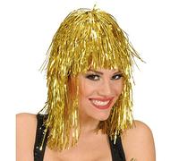 Mega_Jumble® Gold Tinsel Wig Disco Glamour Glitter Tinsel Wig, Gold Metallic Foil Wig Disco Party, Carnival Wig Women's Wig