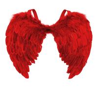 Mega_Jumble Halloween Angel Wings for Women - Fairy Wings 60 x 40cm - Folding Feather Wings Dark Fallen Angel Devil Fancy Dress Costume Accessory (Red)
