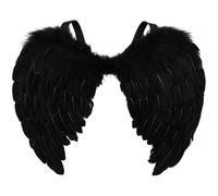 Mega_Jumble Halloween Angel Wings for Women - Fairy Wings 60 x 40cm - Folding Feather Wings Dark Fallen Angel Devil Fancy Dress Costume Accessory (Black)