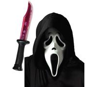 Mega_Jumble Halloween Scream Mask with Blood Through Knife for Adult Unisex, Ghost Face Masks Horror Scary Ghoul haunted House Fancy Dress Up