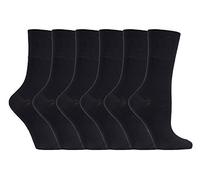 Mega_Jumble® Ladies Black Women Bamboo Gentle Grip, No Elastic Socks 4-8 UK, 37-42 EUR (6)