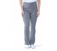Mega_Jumble Ladies Bootleg Trousers Women Boot Cut High Rise Stretch Finely Ribbed Pull On Nurse Carer Work Bottoms Elasticated Waist Pants (UK, Numeric, 12, Regular, Short, Grey)