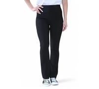 Mega_Jumble Ladies Bootleg Trousers Women Boot Cut High Rise Stretch Finely Ribbed Pull On Nurse Carer Work Bottoms Elasticated Waist Pants (UK, Numeric, 16, Regular, Regular, Black)