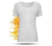 Mega_Jumble Ladies Thermal Long Jane Underwear Set | Women's Soft & Warm Thermal Short/Long Sleeve Top and Bottom Leggings (Short Sleeve Vest White, M)