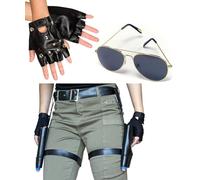 Mega_Jumble® Lara Croft Style Tomb Raider Twin Guns Thigh Holster, Sunglasses & Fingerless Leather Gloves Lara Croft Cowgirl Tomb Raider Adventurer Temple Runner 3 Piece Kit