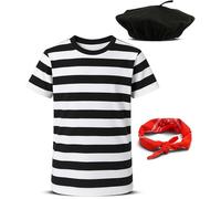 Mega_Jumble Little French Man Fancy Dress Costume Set | Beret, T-Shirt, Scarf & Garland for School Play World Book Day/Week Dress Up, Size 5-13 Years (L)