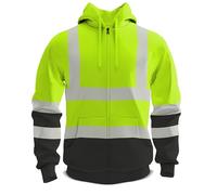 Mega_Jumble Mens Hi Vis Safety Work Zipped Hoodie High Visibility 2 Tone Fleece Zip Up Sweatshirt Hi Viz Workwear Hoodie (UK, Alpha, 3XL, Regular, Regular, Yellow/Navy)