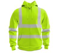 Mega_Jumble Mens Hi Vis Safety Work Zipped Hoodie High Visibility 2 Tone Fleece Zip Up Sweatshirt Hi Viz Workwear Hoodie (UK, Alpha, XL, Regular, Regular, Yellow)