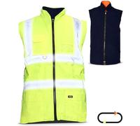 Mega_Jumble Men's Hi Vis Viz Bodywarmer Fleece Lined Reversible Waistcoat Vest | High Visibility Reflective Work Wear Security Safety Warm Sleeveless Gilet Body Warmer Jacket (5XL, Yellow)