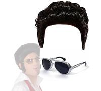 Mega_Jumble Men's Rockstar Fancy Dress Wig & Silver Shades - 80s Pop Icon Costume Accessories for Adults, Halloween, Cosplay & Party Outfit Set