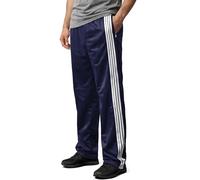 Mega_Jumble Mens Silky Track Suit Bottom Casual Elasticated Waist Striped Tracksuit Joggers Jogging Open Hem Trousers Gym Sports Yoga Pull On Trouser Pants (UK, Alpha, M, Regular, Regular, Navy)