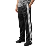 Mega_Jumble Mens Silky Track Suit Bottom Casual Elasticated Waist Striped Tracksuit Joggers Jogging Open Hem Trousers Gym Sports Yoga Pull On Trouser Pants (UK, Alpha, XL, Regular, Regular, Black)