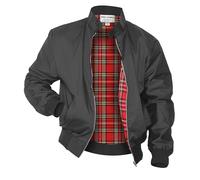 Mega_Jumble Mens Vintage Harrington Jacket Classic Retro Mod Skin Scooter 1970's Bomber Tartan Check Lining Retro Style Coat (UK, Alpha, XXL, Regular, Regular, Charcoal)