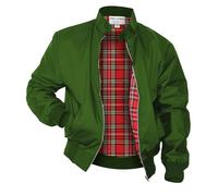 Mega_Jumble Mens Vintage Harrington Jacket Classic Retro Mod Skin Scooter 1970's Bomber Tartan Check Lining Retro Style Coat (UK, Alpha, XL, Regular, Regular, Olive)