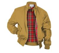 Mega_Jumble Mens Vintage Harrington Jacket Classic Retro Mod Skin Scooter 1970's Bomber Tartan Check Lining Retro Style Coat (UK, Alpha, M, Regular, Regular, Mustard)