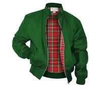 Mega_Jumble Mens Vintage Harrington Jacket Classic Retro Mod Skin Scooter 1970's Bomber Tartan Check Lining Retro Style Coat (UK, Alpha, 4XL, Regular, Regular, Bottle Green)