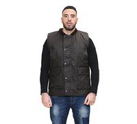 Mega_Jumble Men's Wax Quilted Bodywarmer Waistcoat Country Wear Padded Gillet | Sleeveless Coat Workwear Hiking Outdoor Warm Winter Jacket Vest Top (M, Brown)