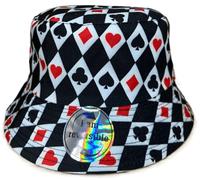 Mega_Jumble Mens Womens Reversible Summer Travel Printed Bucket Hats Cotton Double Side Sun Hat for Unisex Hunting Camping Outdoor Hiking Fisherman Headwear (UK, Alpha, One Size, Cards)