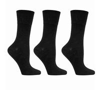 Mega_Jumble New Gentle Grip Ladies Diabetic Sock with Honey Comb Top Hand linked Toe Seam UK Size 4-8 Eur 37-42" (Pack of 3, Black)