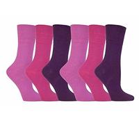 Mega_Jumble New Gentle Grip Ladies Diabetic Sock with Honey Comb Top Hand linked Toe Seam UK Size 4-8 Eur 37-42" (Pack of 6, Pink & Purples)